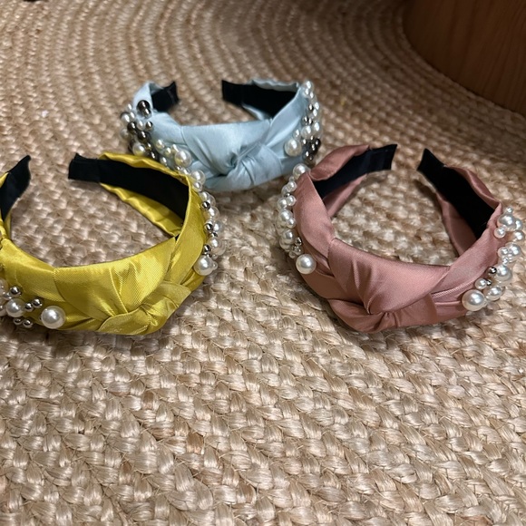 Elegant Pearl Embellished Headbands - Yellow, Pink, Blue (Satin) ~ All New!! - Picture 5 of 5